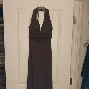 Casual Maxi Brown Halter Dress